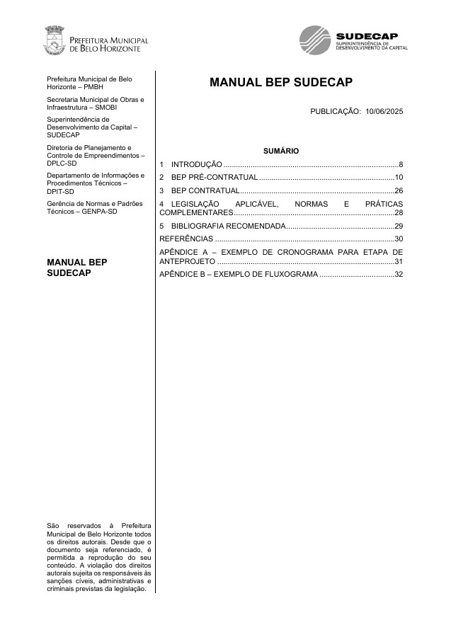 Capa do Manual BEP da Sudecap